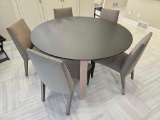 Round Smoked Glass Top Table with 5 chairs