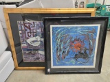 Framed Abstract Prints, bid x 2