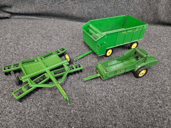 Vintage John Deere Implements - Forage Wagon, Disk, Spreader 1/16