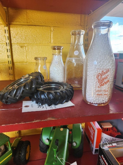 Milk Bottle and Tire Ashtrays