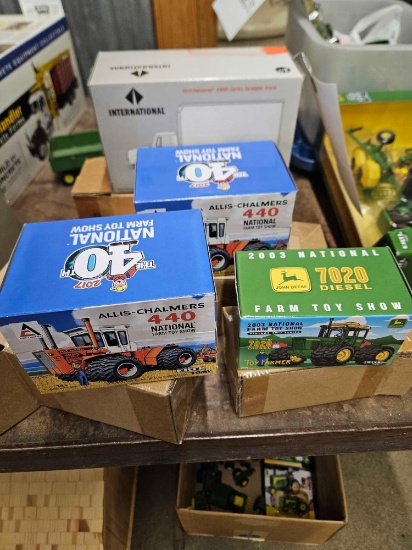 Farm Toy show tractors, 1st gear truck, bid x 4