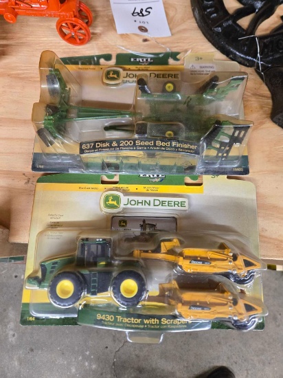 John Deere 637 Disk and 200 Seed Bed Finisher, JD 9430 Tractor with Scrapers 1/64 bid x 2