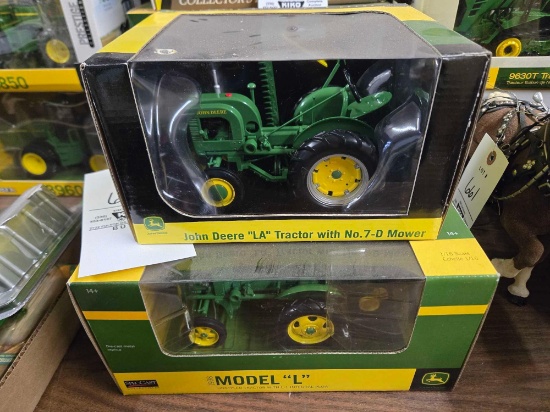 John Deere "LA" Tractor with No.7-D mower, JD Model Ln1938 Unstyled with L-1 Plow 1/16 bid x 2
