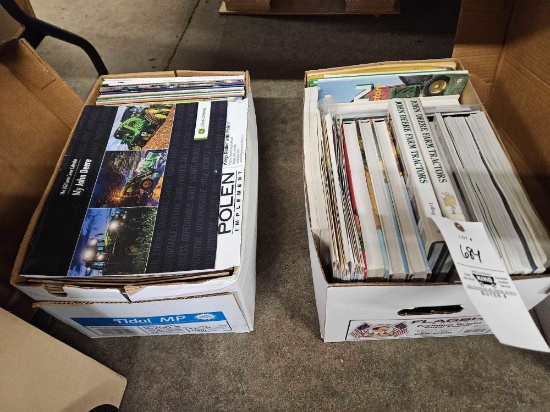 3 boxes jd books, calendars, etc