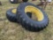 Pair of Firestone 18.4-38 tires on rims