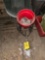 Cracked Wheelbarrow, Spreader, Trash Can