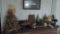 Decorative Lot : Contents on mantel & oil lamp