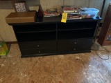 Entertainment center, books, dvds