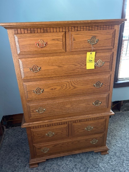 3 Piece Solid Oak Bedroom Set - Headboard, Dresser, Stand