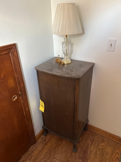 Vintage Solid Wood Record Cabinet & Record Assortment