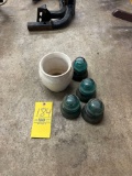 Glass insulators and small vase