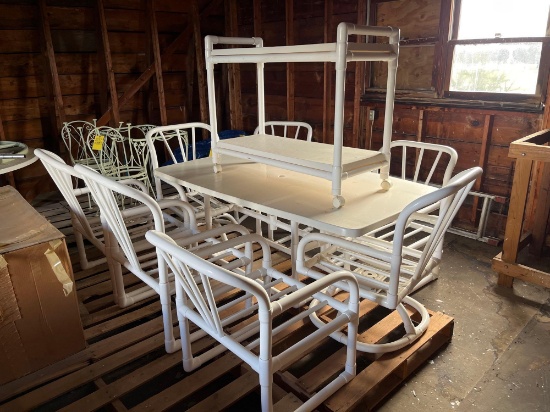 PVC Pipe Patio Furniture Set and Assorted Cushions