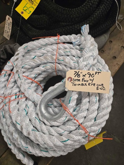 3 Strand poly rope with thimble eye one end | Online Auctions | Proxibid