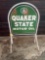 Quaker State Motor Oil Porcelain Sign on Metal Stand