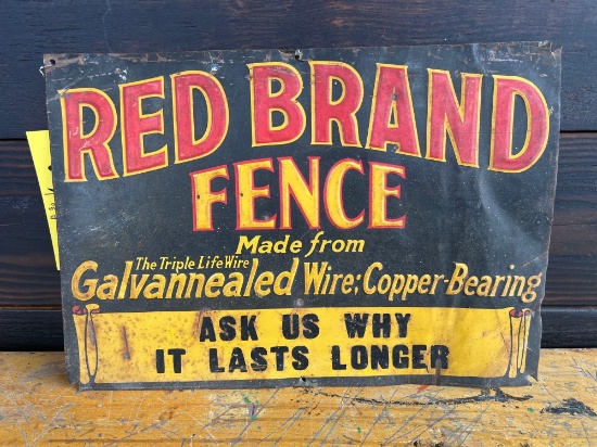 Red Brand Fence Embossed Tin Sign