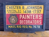 Society of Painting and Decorating Masonite Sign in Wood Frame