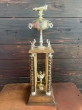 Vintage Ornate Racing Trophy with Wood Base