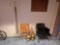 Hall Tree, Wine Rack, Spittoons, TV Trays, & Arm Chair