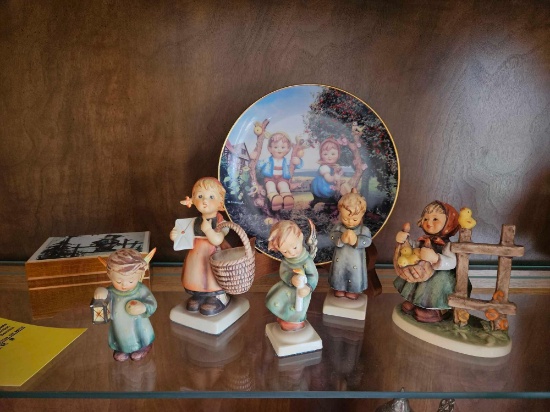 Assortment of Hummel Figurines, Plate and Music Box