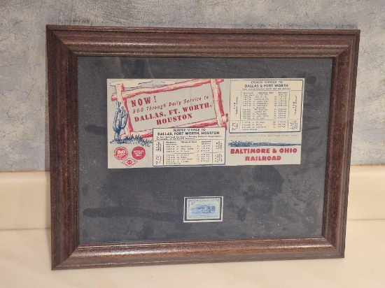 Framed Baltimore & Ohio Railroad Framed Service Card & Stamp