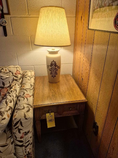 Solid Wood Side Table & Table Lamp