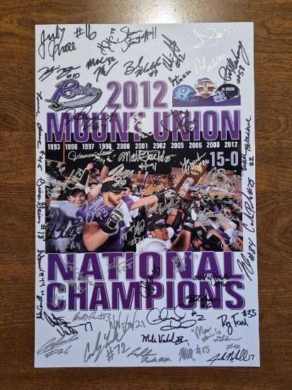 2012 Mount Union Raiders National Champions Signed Poster