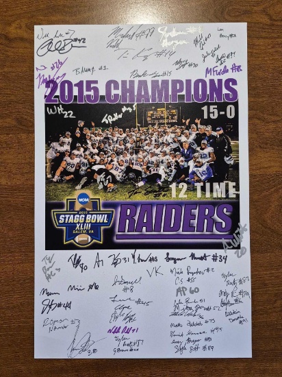 2015 Mount Union Raiders National Champions Signed Poster