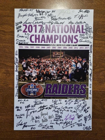 2017 Mount Union Raiders National Champions Signed Poster