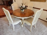 Thomasville French Provincial Dinning Room Table with 4 Cushioned Caned-Back Chairs - Nice