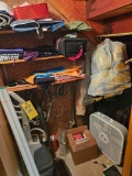 Contents of Basement Closet - Carpet Scrubber, Fan, Luggage, Dry Erase Board