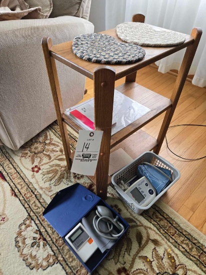 End stand with contents, blood pressure monitors