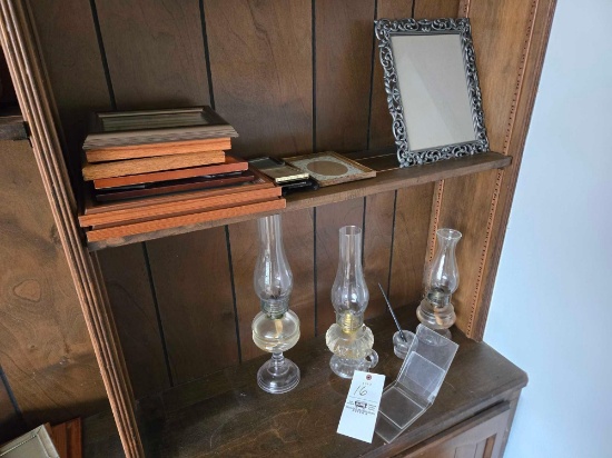 Oil lamps, frames, ink well