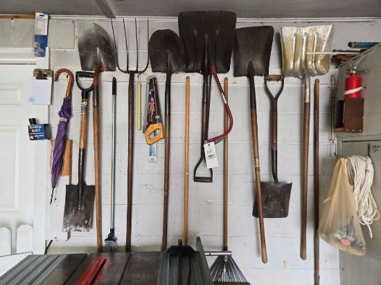 Yard tools, shovels, pitch fork