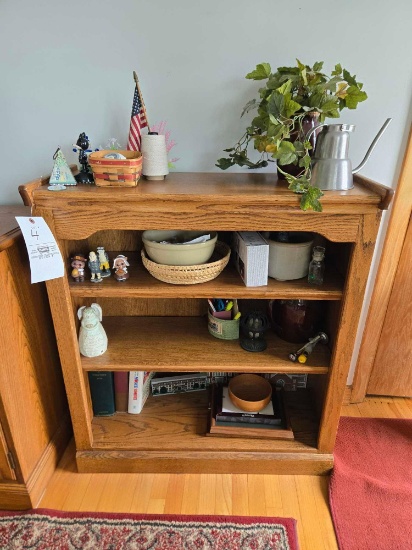 Oak book shelf with contents