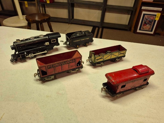 American Flyer O Guage Engine, Tender and Cars