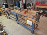 Wooden Workbench, PowrKraft Bench Vise, & Mounted Devices