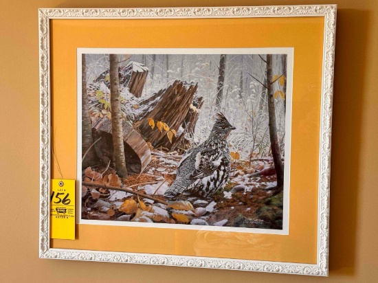 Framed Signed Grouse Print by Jim Kasper