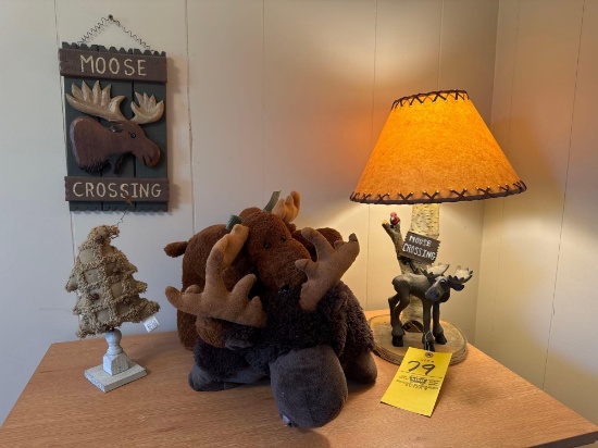 Moose Lamp and Wall Hanging Decor