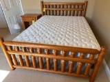 Pine log Spindle Pin Queen Bed with matching End stand