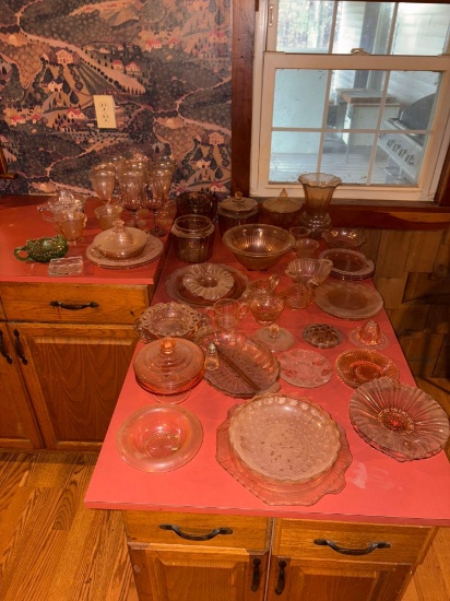 Pink Depression Glass Approx 50 Pcs