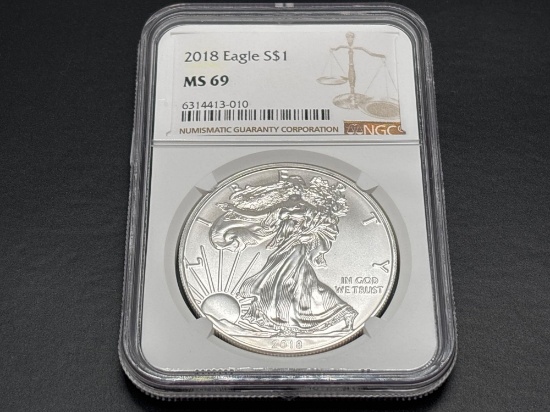 2018 MS69 1oz Fine Silver Eagle