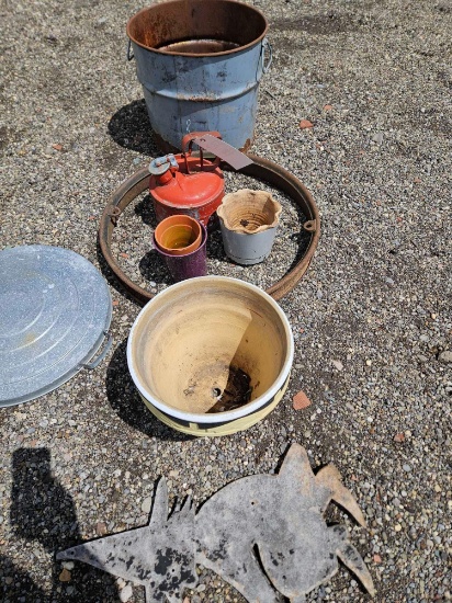 Planters, gas can