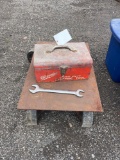 tool box and a metal cart