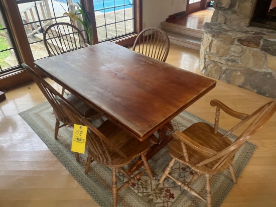 Wood Table with Slide out Extensions and 5 Chairs