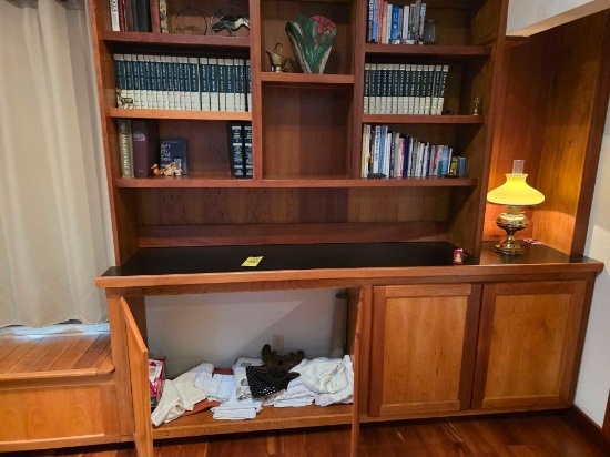 Contents on Shelf, Lamp (Cord Has To be Cut), Books, Brass Decor,
