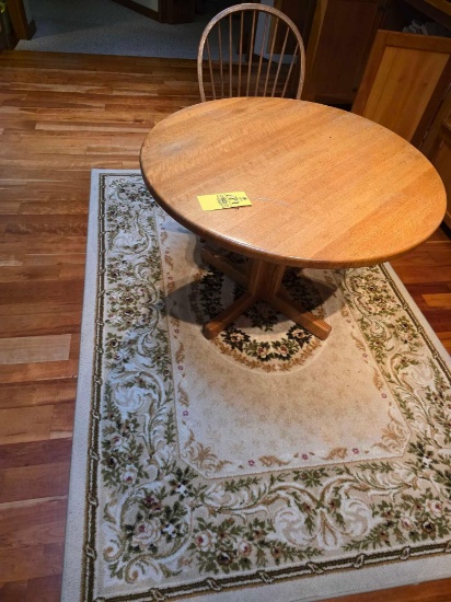 Round Oak Table, Chair, Rug
