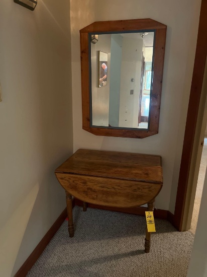 Oak Drop Leaf Table and Mirror