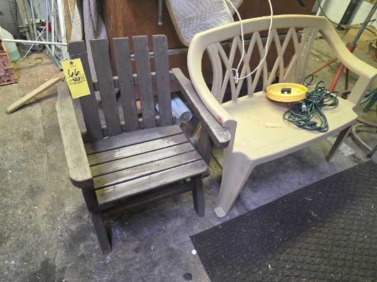 Wood Chair , Plastic Loveseat
