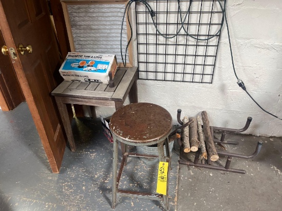 Metal Shop Stand / Wood End Table / Firewood Holder