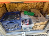 Assorted hardware, coil nails, collated nail, microwave, knee pads, and more